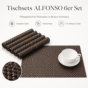 Tischsets ALFONSO 6er Set Braun Schwarz aus gewebtem PVC
